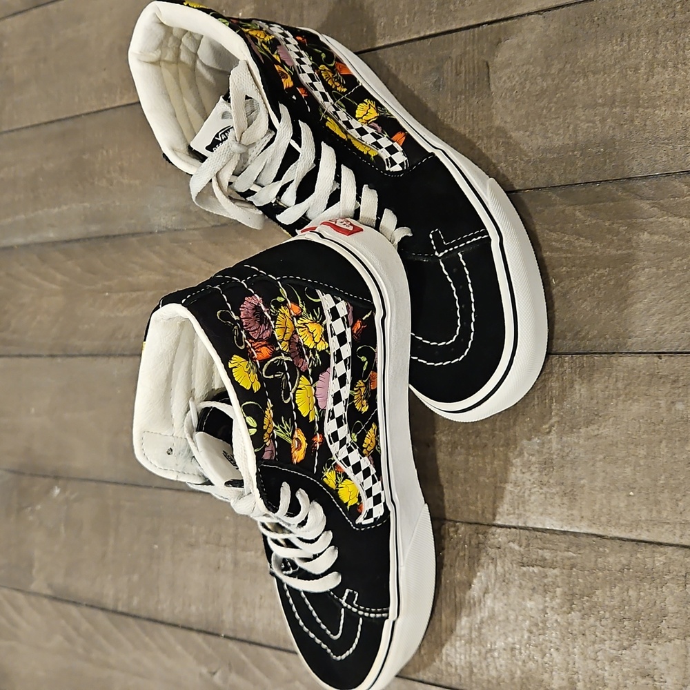 Vans Floral High Top Sneakers Sz 7